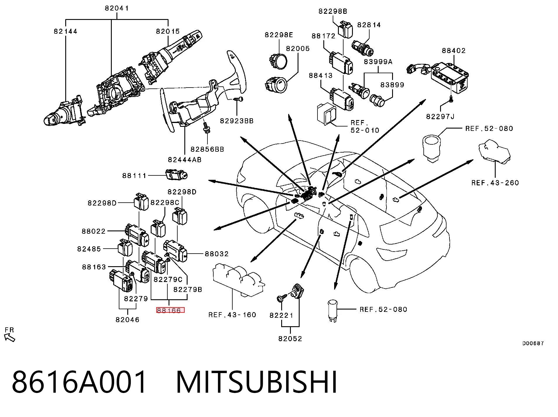 8616A001 Mitsubishi Кнопка вмикання парктроніка