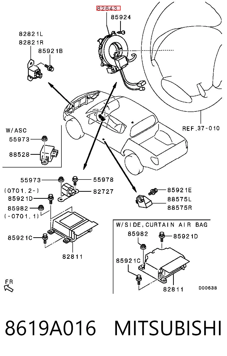 8619A016 Mitsubishi Шлейф Airbag