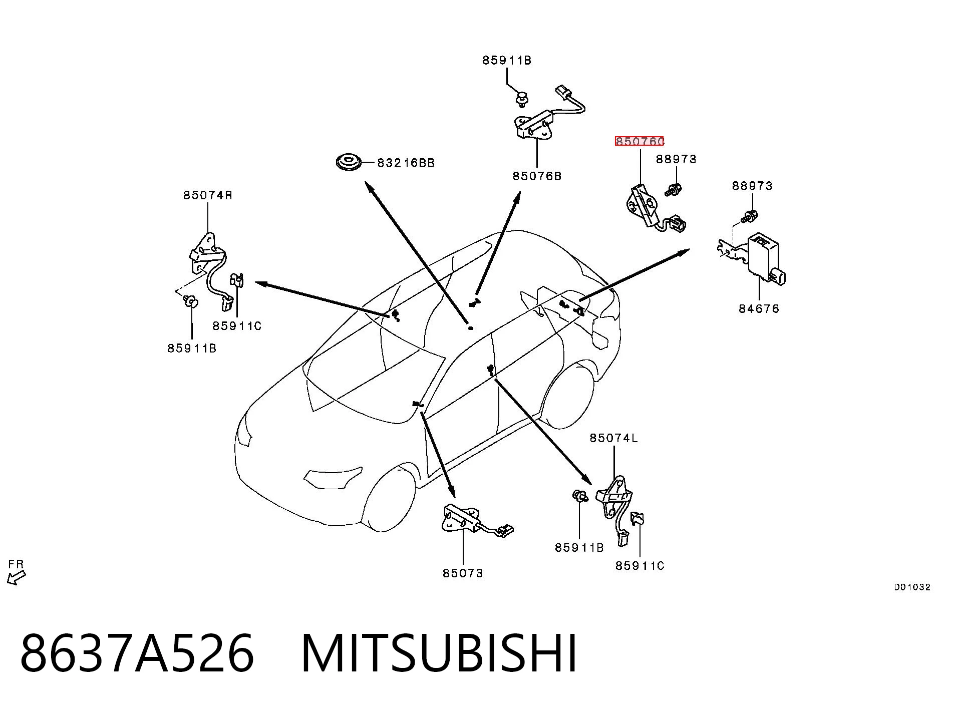 8637A526 Mitsubishi Антена замку двері