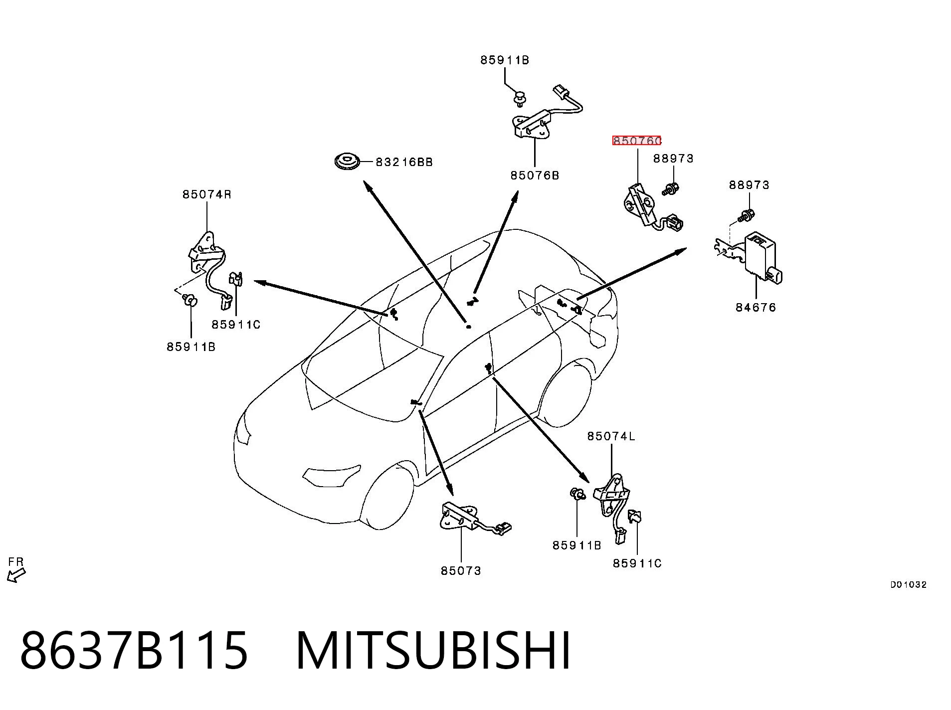 8637B115 Mitsubishi Антена замку двері