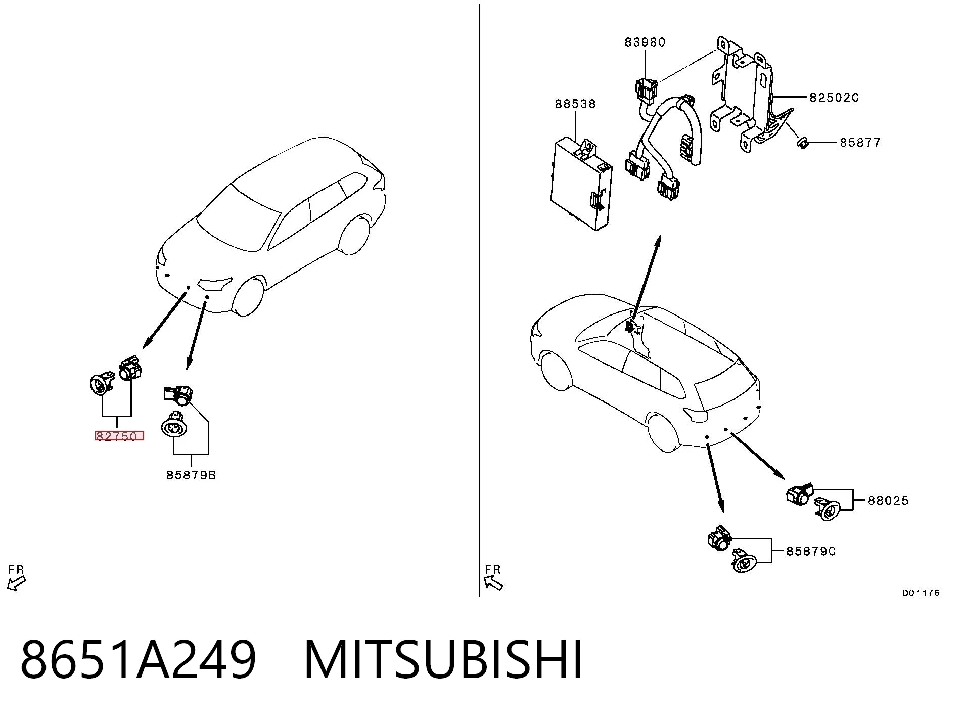 8651A249 Mitsubishi Датчик сигналізації паркування (парктронік), передній