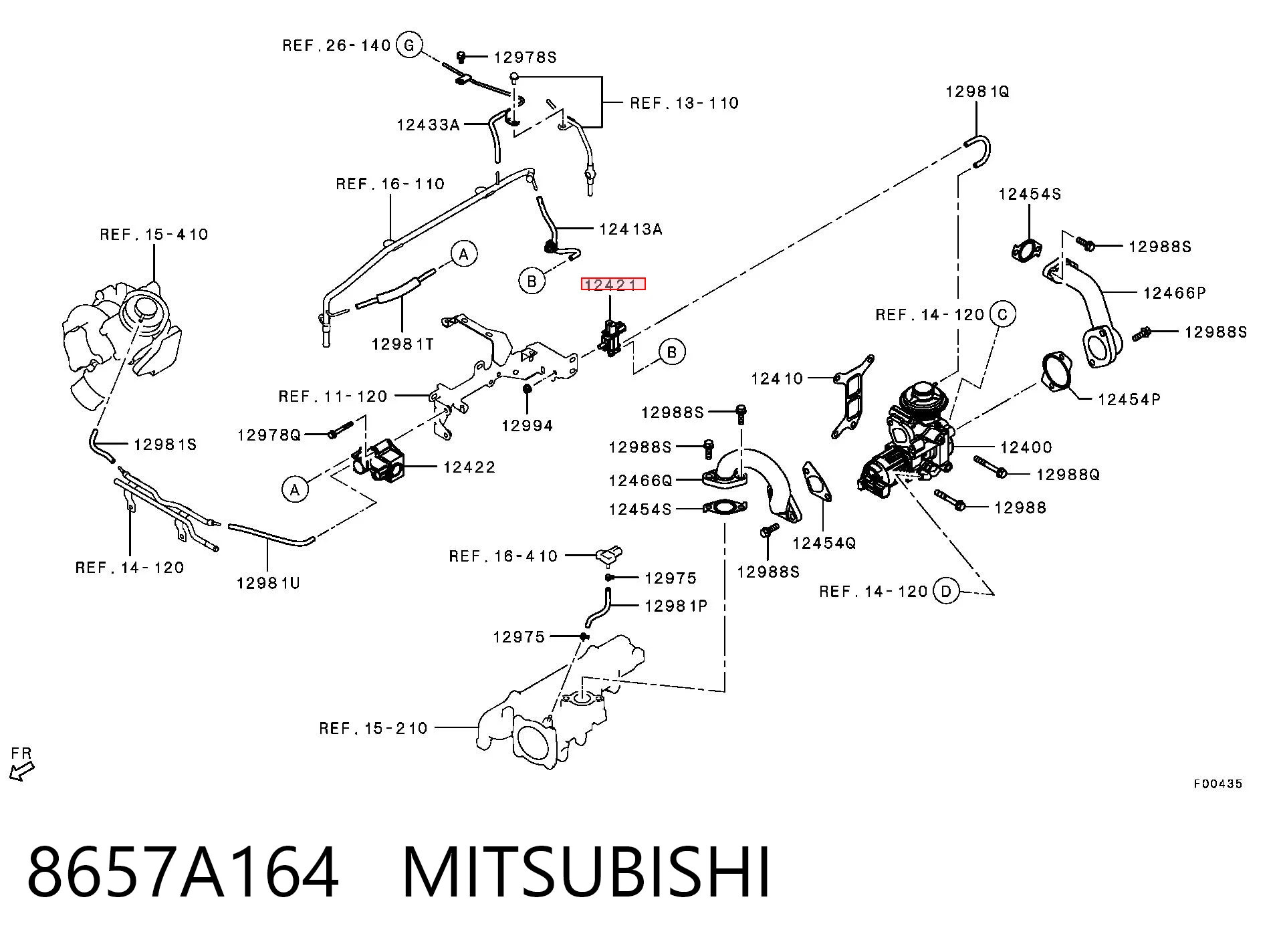 8657A164 Mitsubishi Клапан соленоїд регулювання заслонки EGR