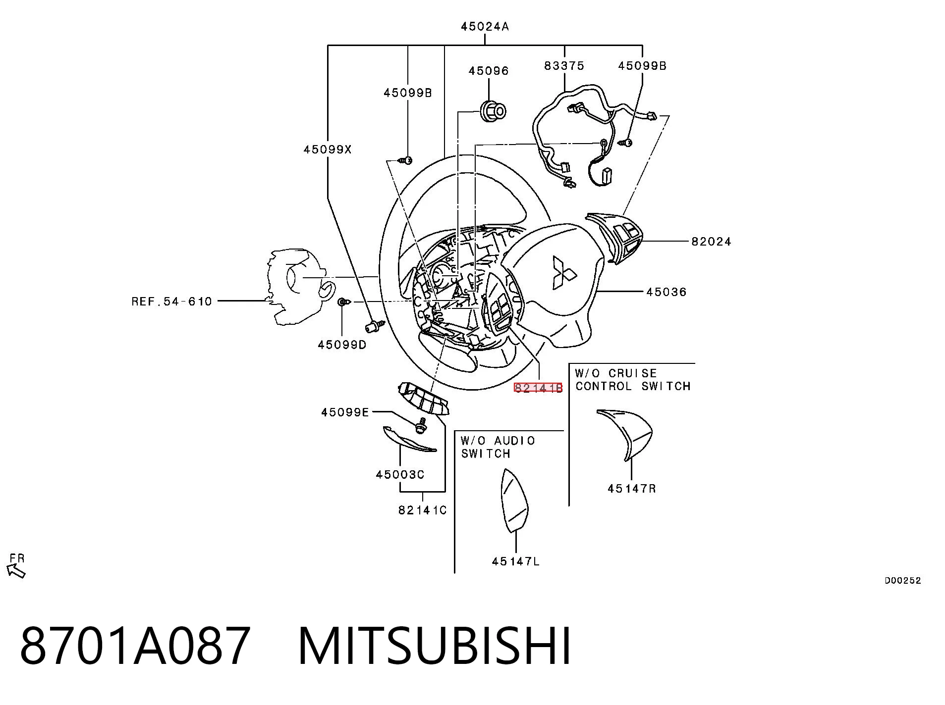 8701A087 Mitsubishi Блок кнопкових перемикачів кермового колеса