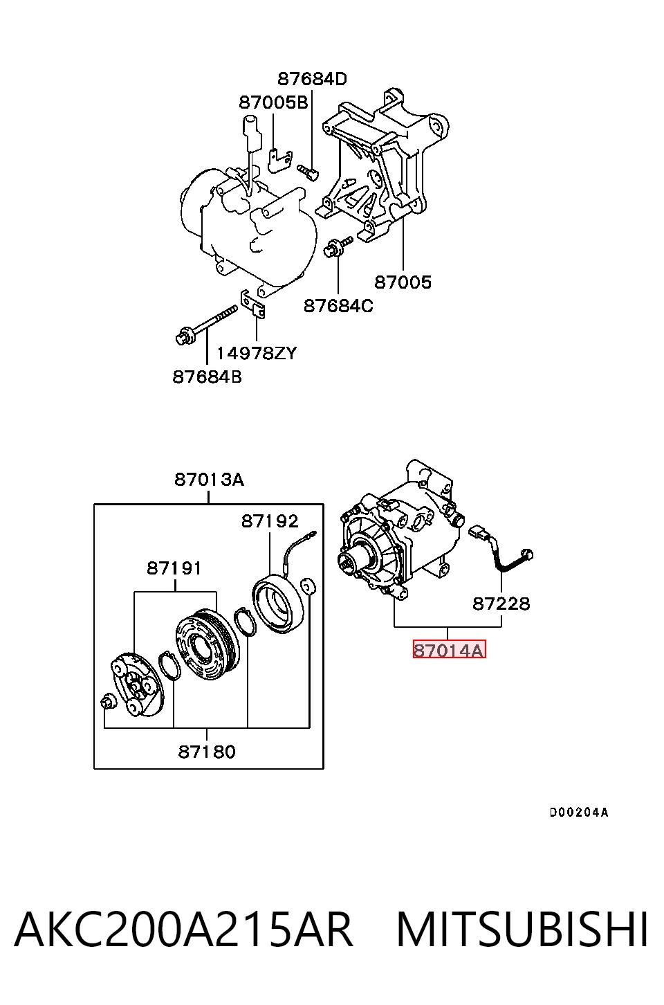AKC200A215AR Mitsubishi Компресор холодоагенту