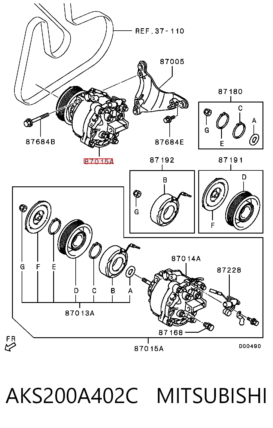 AKS200A402C Mitsubishi Компресор холодоагенту