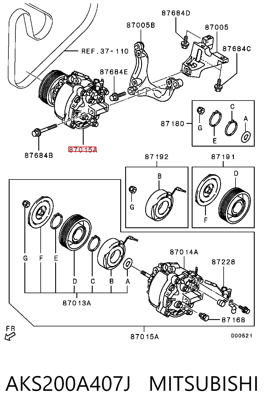 AKS200A407J Mitsubishi Компресор холодоагенту