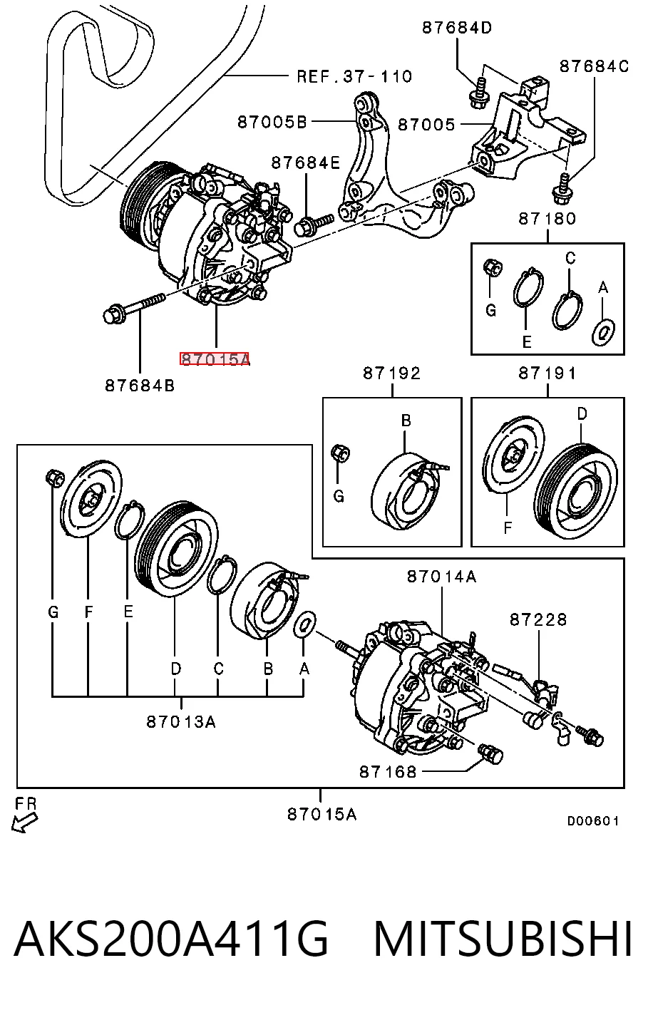 AKS200A411G Mitsubishi Компресор холодоагенту