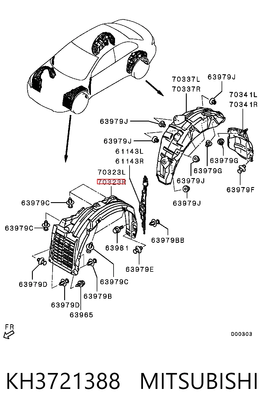 Підкрилки передні праві Mitsubishi Lancer X