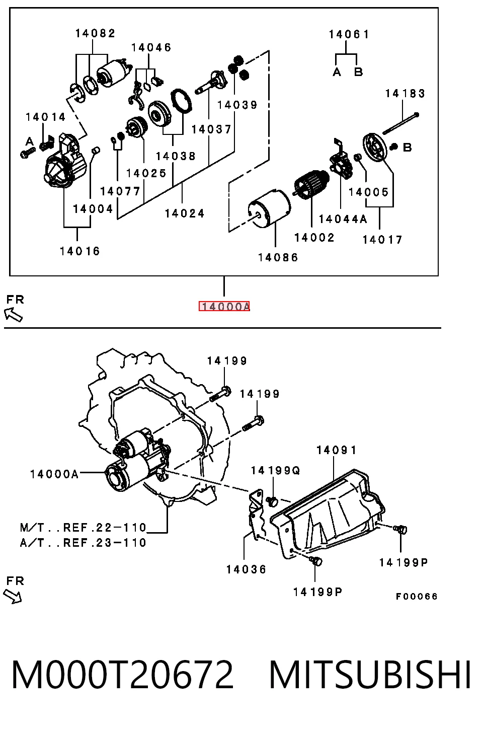 M000T20672 Mitsubishi Стартер двигуна