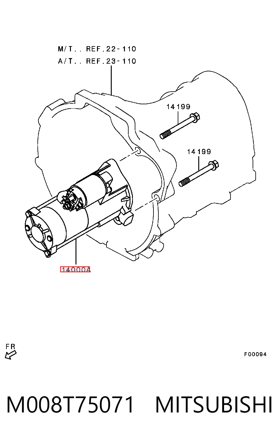 M008T75071 Mitsubishi Стартер двигуна