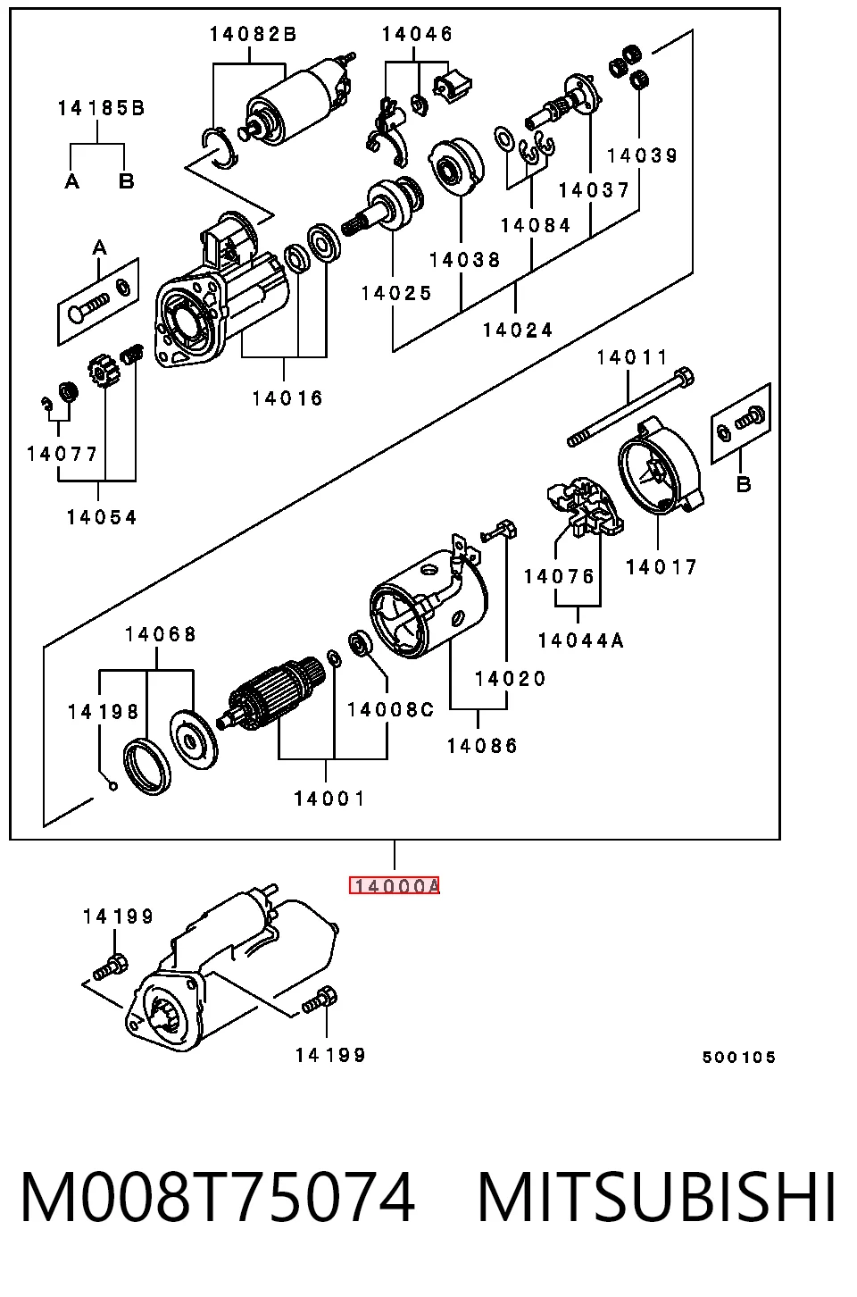 M008T75074 Mitsubishi Стартер двигуна