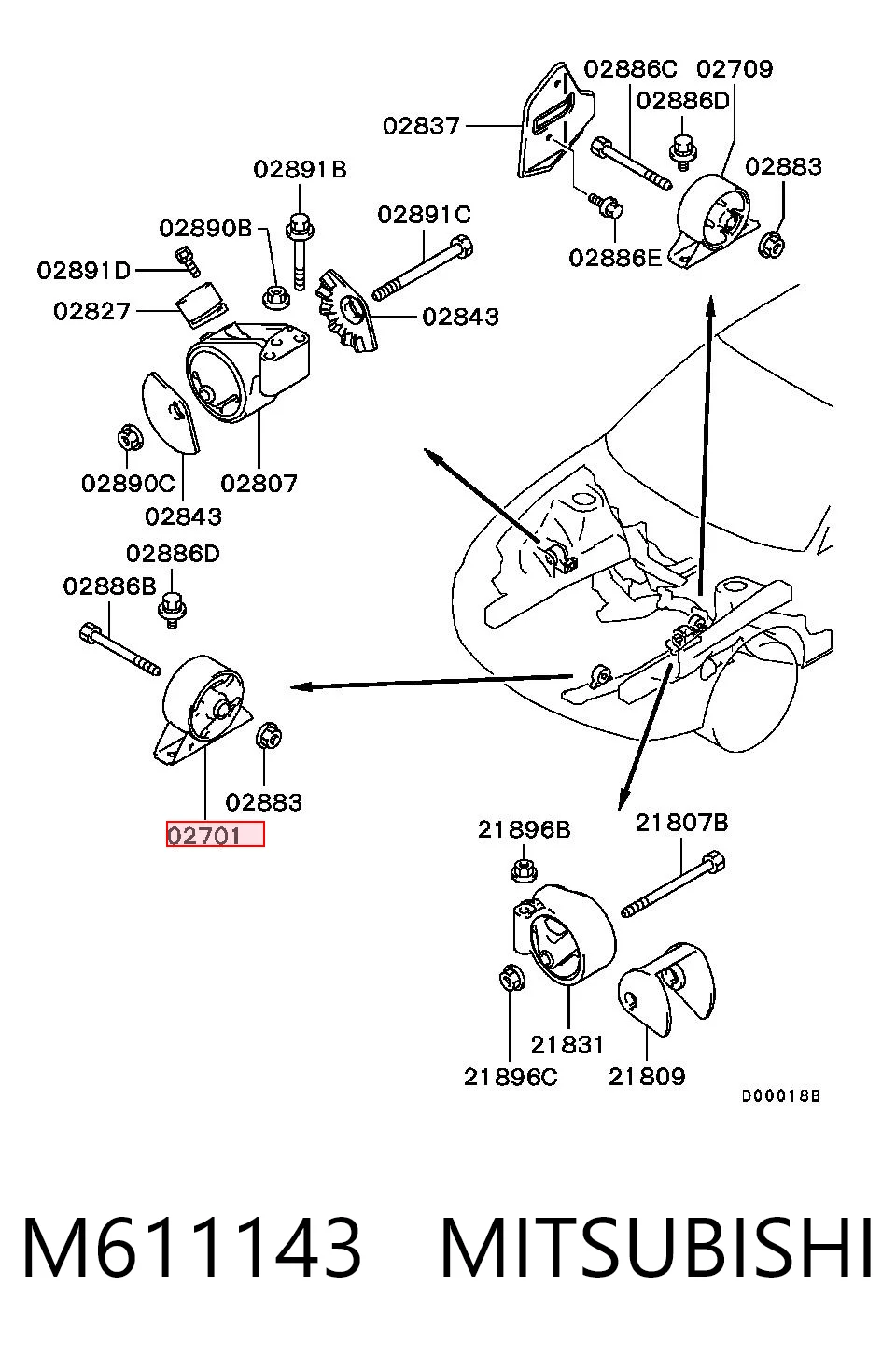 Подушка передньої опори двигуна на Mitsubishi Lancer V CB, CD, CE