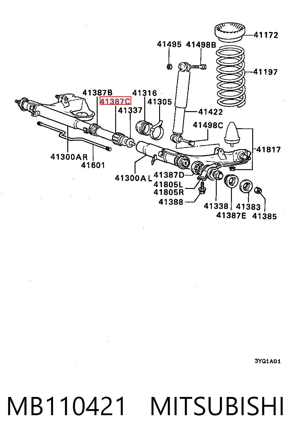 Сайлентблок задньої балки/підрамника Mitsubishi Lancer 3 C1A,C6A