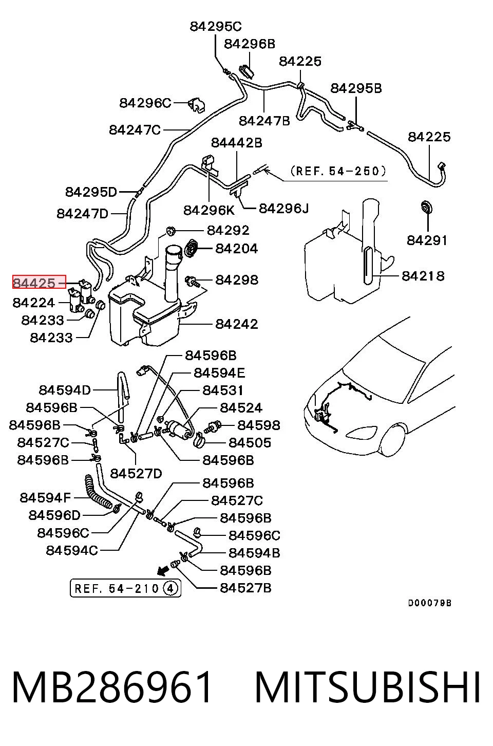 MB286961 Mitsubishi Двигун омивача скла передній/задній
