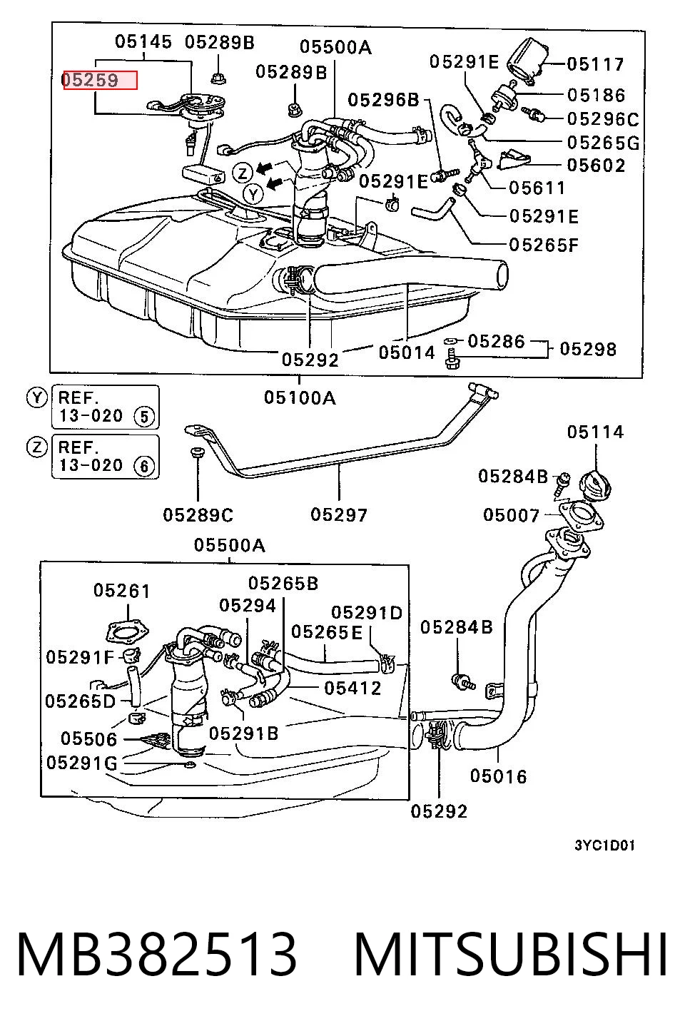 MB382513 Chrysler Прокладка датчика рівня палива/паливного насоса (палив.бак)