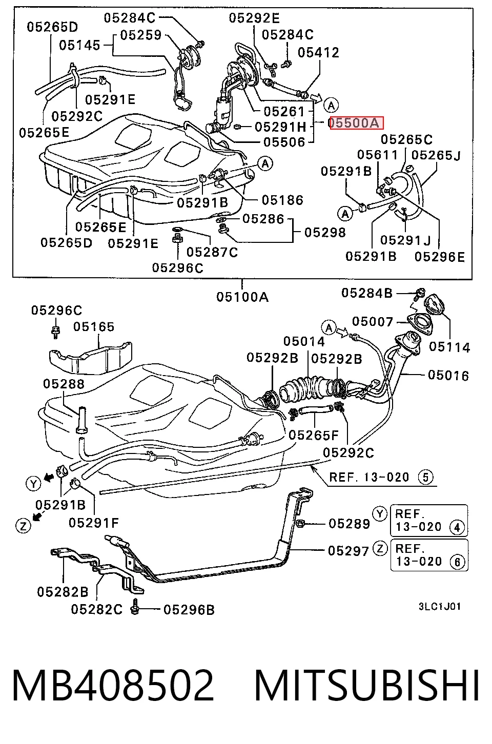Паливний насос електричний, погружной на Mitsubishi Eclipse I D22A, D27A
