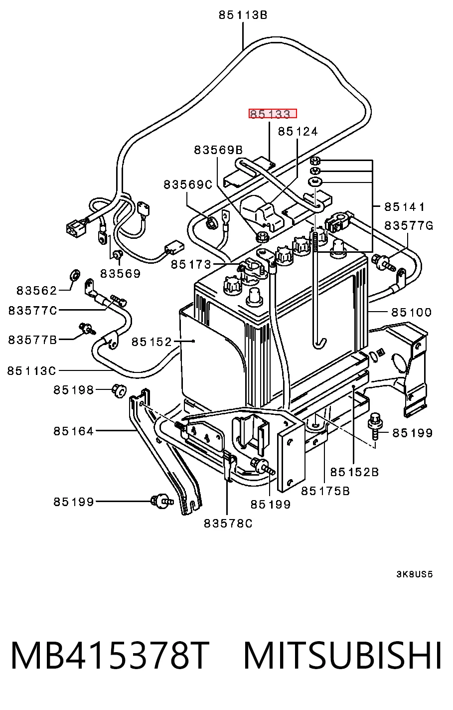 MB415378 Chrysler Кріплення / підставка акумулятора