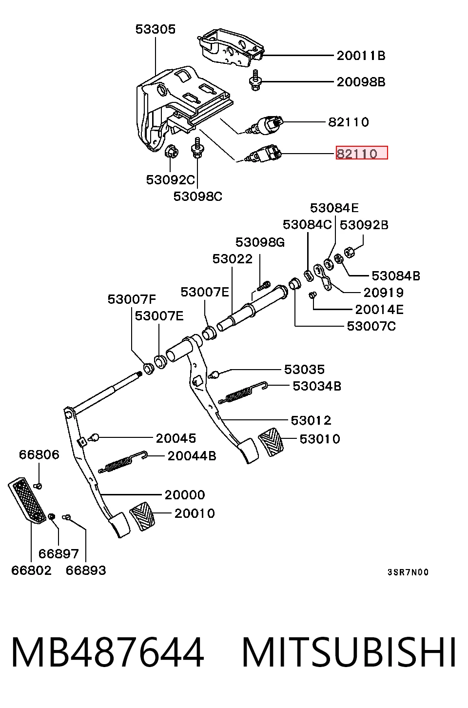 MB487644 Mitsubishi Лягушка стоп-сигналу