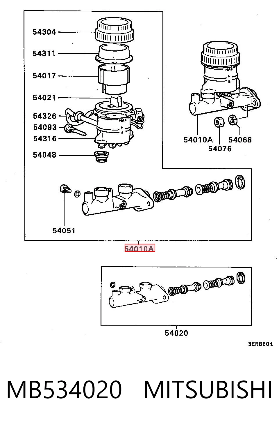 Циліндр гальмівний, головний на Mitsubishi Lancer V CB, CD, CE