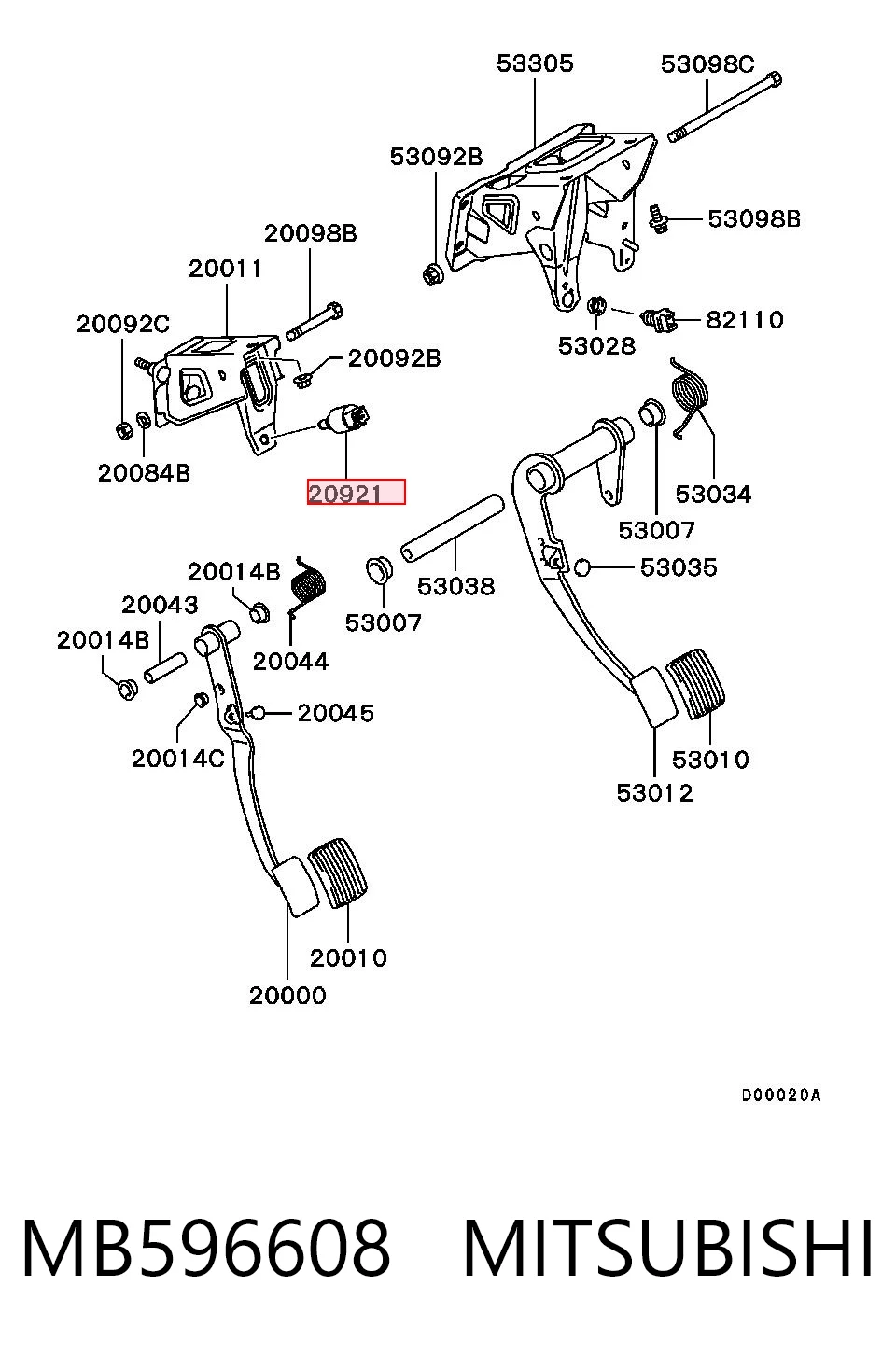 MB596608 Mitsubishi Лягушка стоп-сигналу