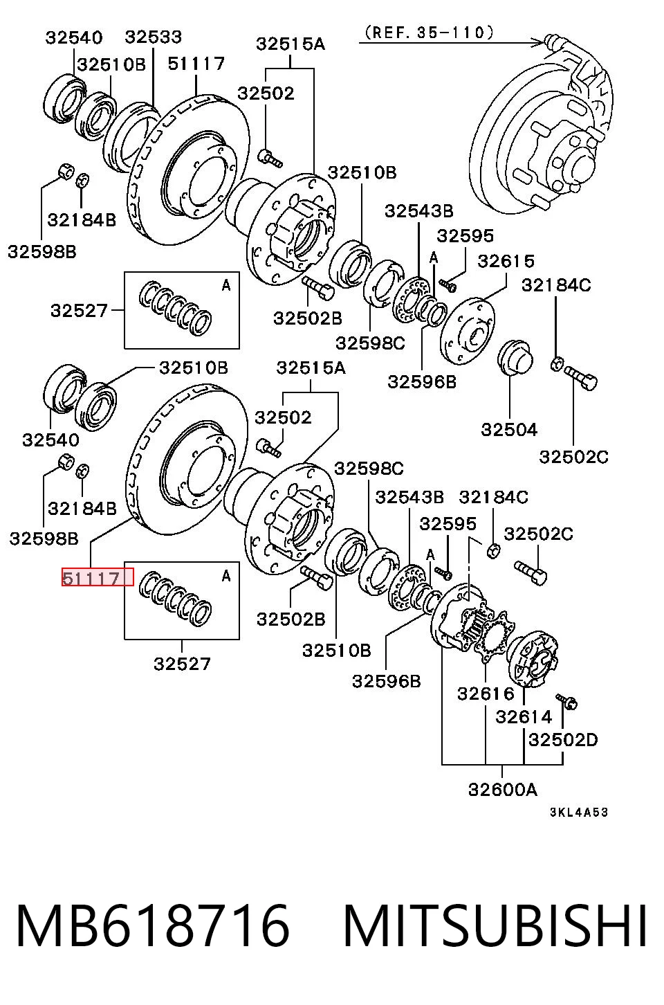 MB618716 Mitsubishi Гальмо дискове переднє