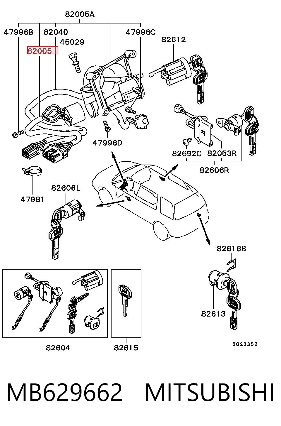 MB629662 Mitsubishi Контактна група замка