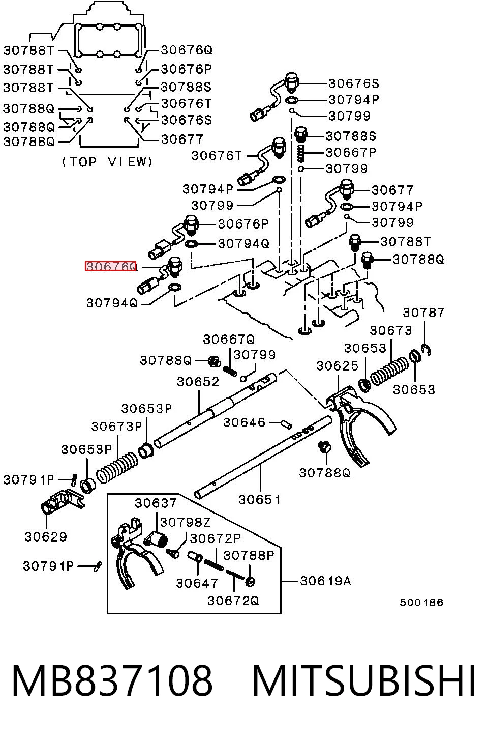 MB837108 Mitsubishi Датчик індикатора лампи роздаткової коробки вмикання 2WD/4WD