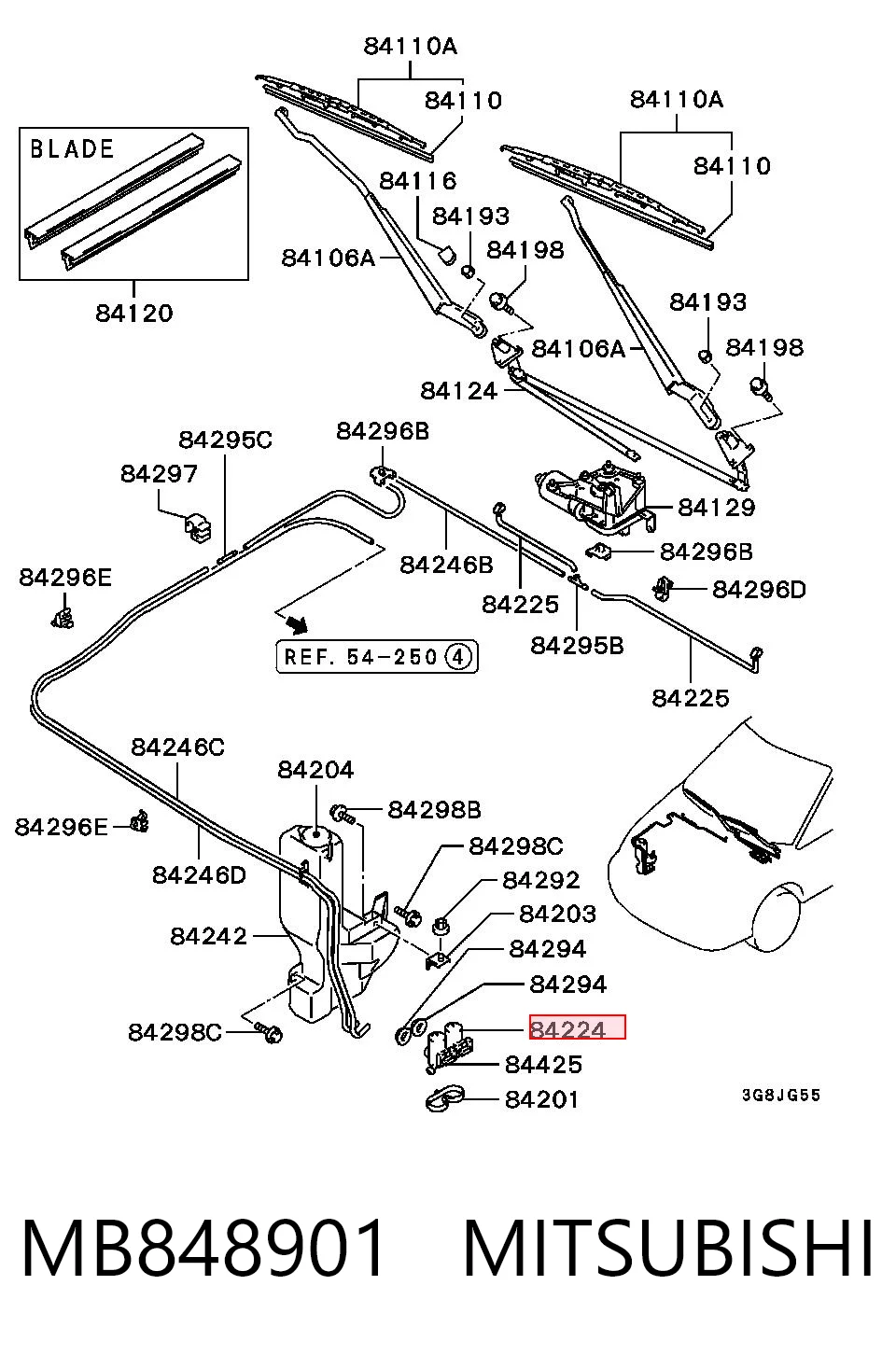 MB848901 Mitsubishi Мотор омивача