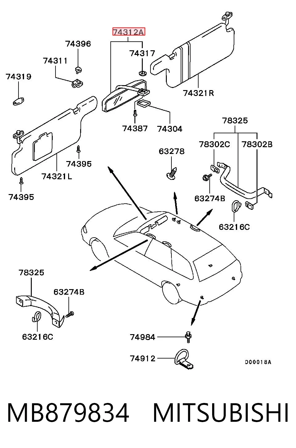 Салоне дзеркало заднього виду на Mitsubishi Colt IV CAA