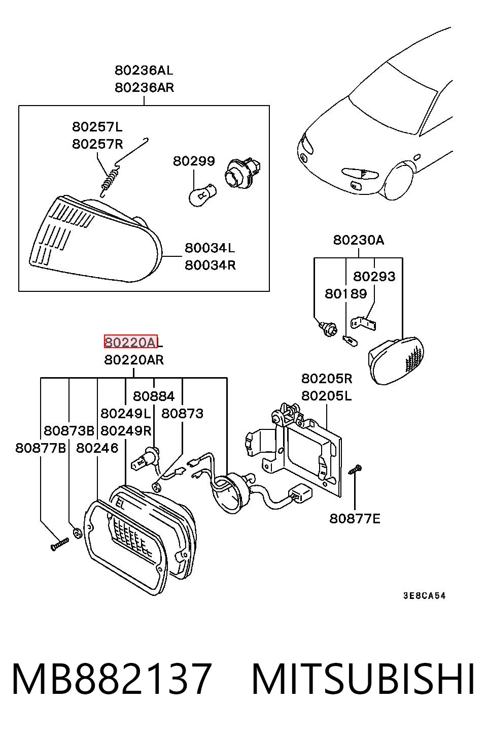 Фара протитуманна, ліва Mitsubishi Colt 4 CAA