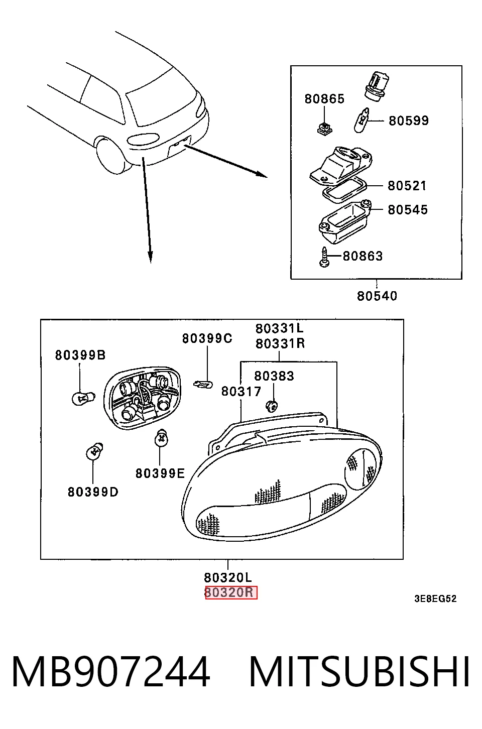 Задня ліва фара на Mitsubishi Colt IV CAA