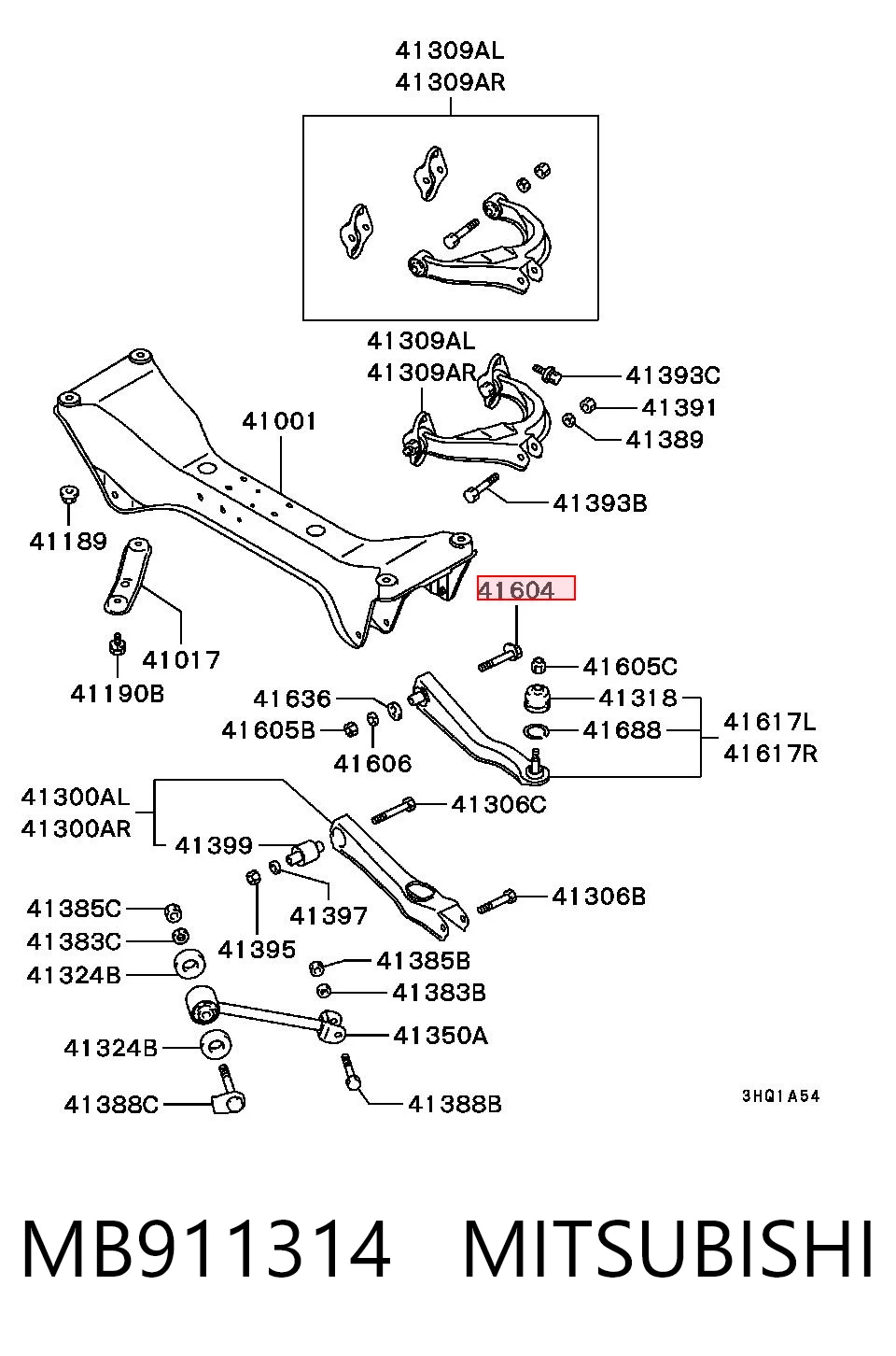 MB911314 Mitsubishi Болт кріплення заднього розвального важеля, внутрішній