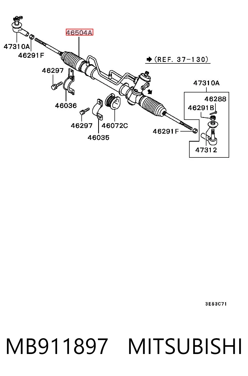 MB911897 Mitsubishi Рейковий рульовий механізм