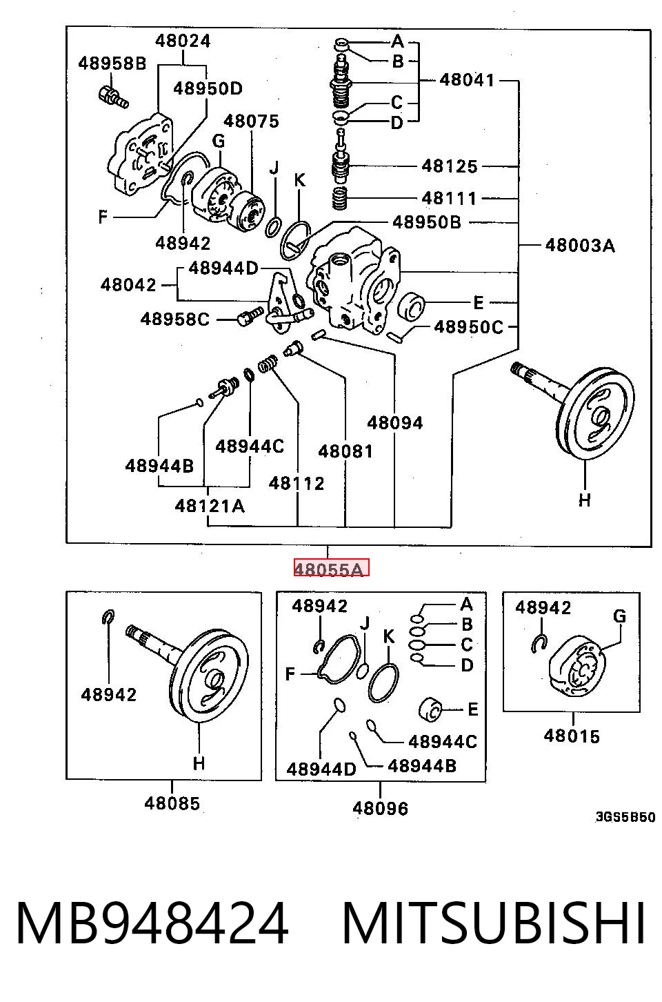 MR297466 Chrysler Насос гідропідсилювача