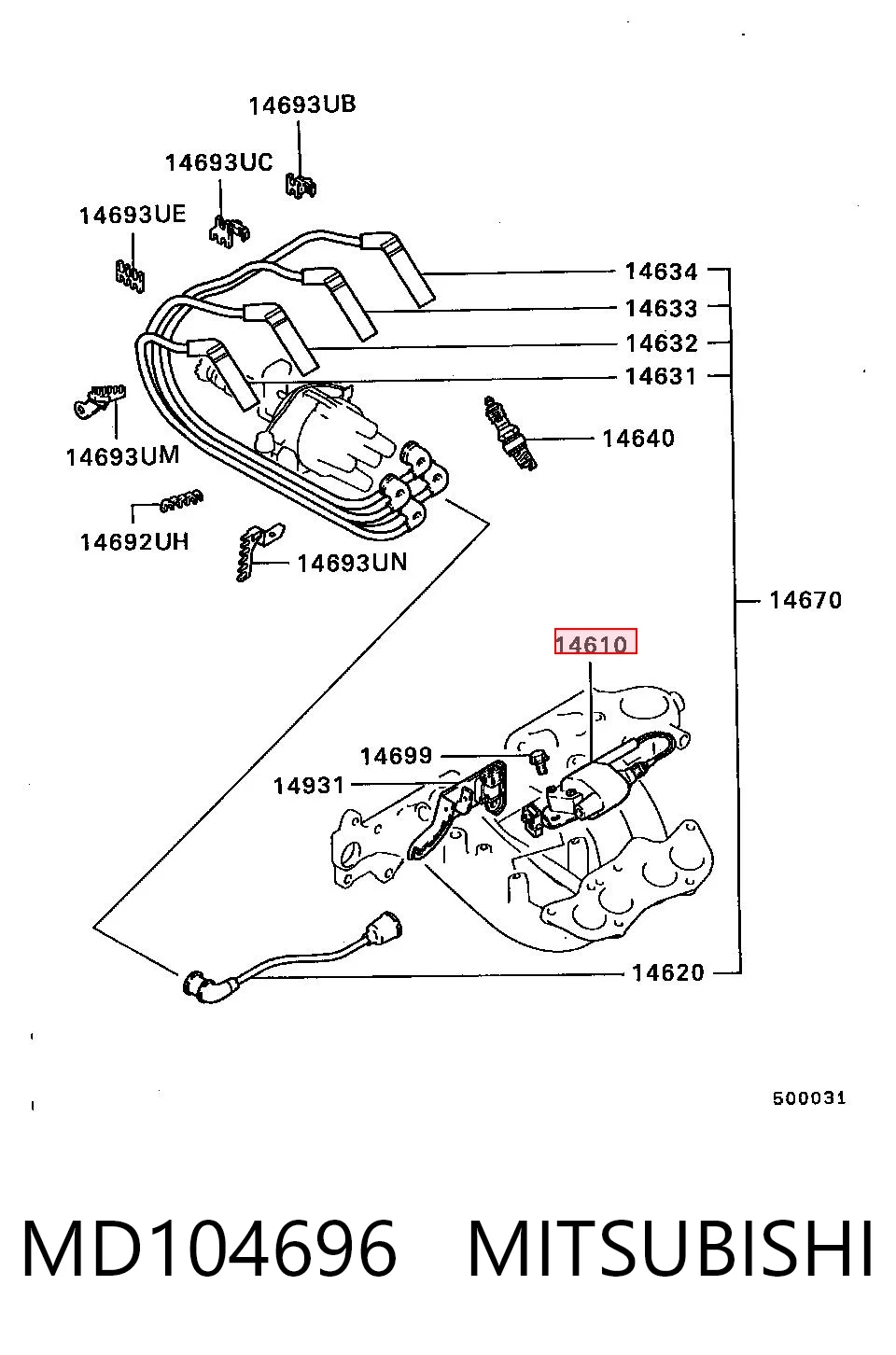MD104696 Mitsubishi Котушка запалювання