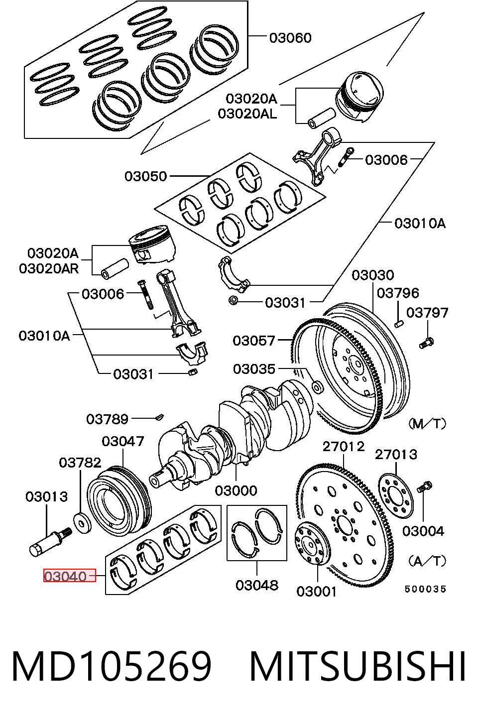 K1052A360 Fiat/Alfa/Lancia Підшипник ковзання клонували