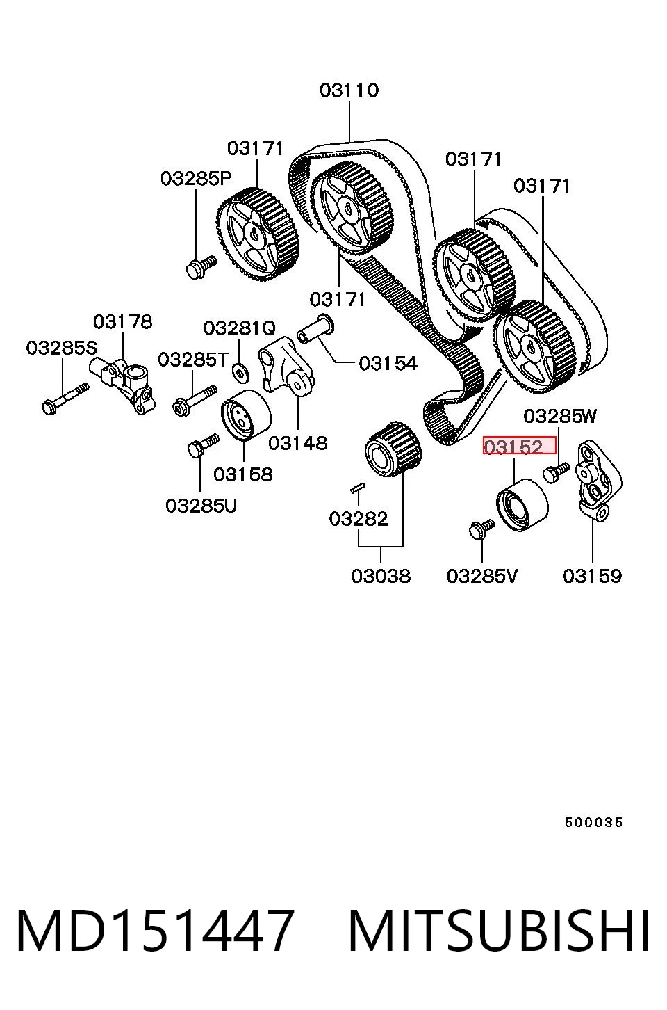MD151447 Mitsubishi Паразитний провідний ролик