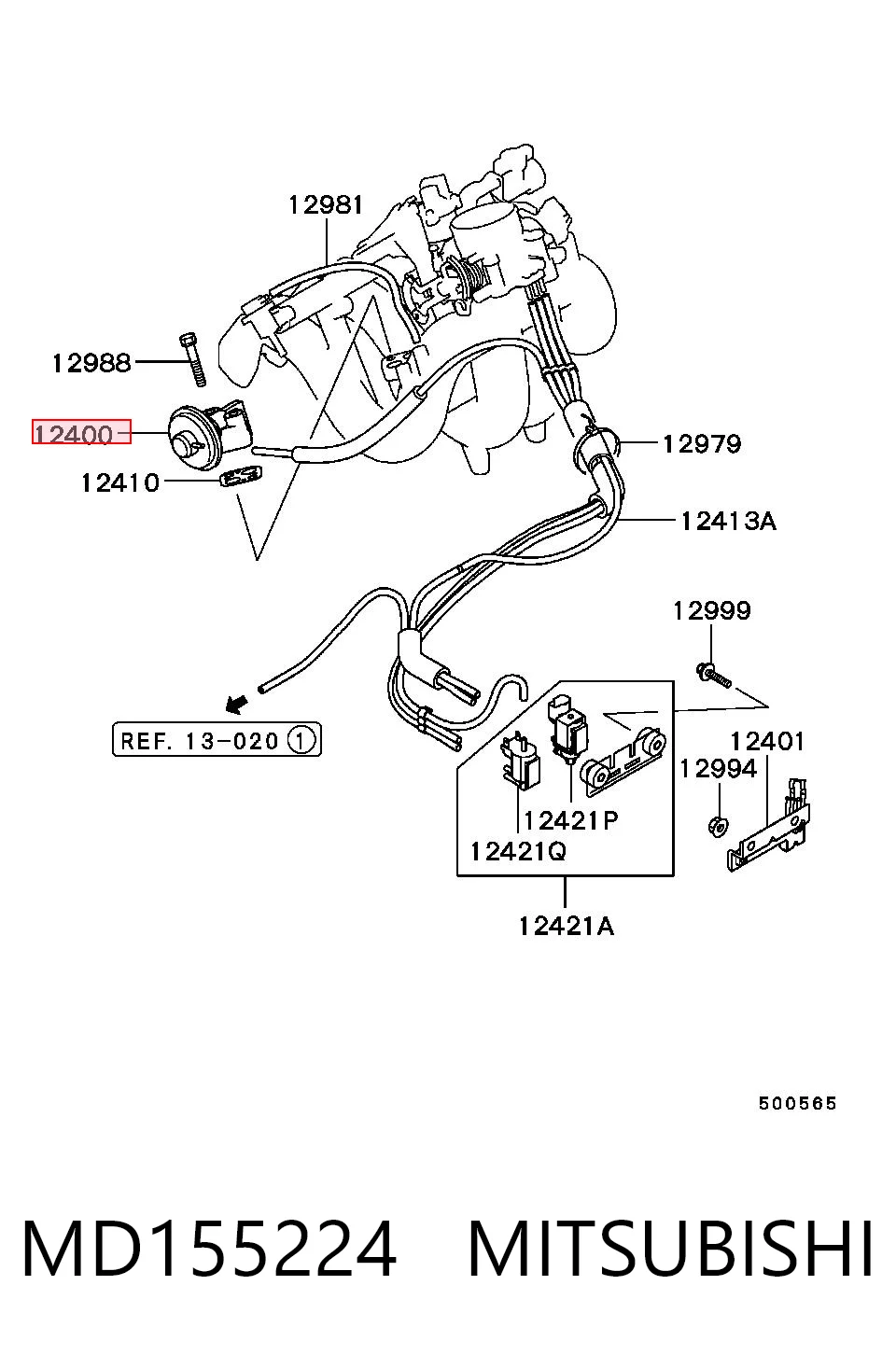 MD155224 Mitsubishi Клапан рециркуляції відпрацьованих газів EGR