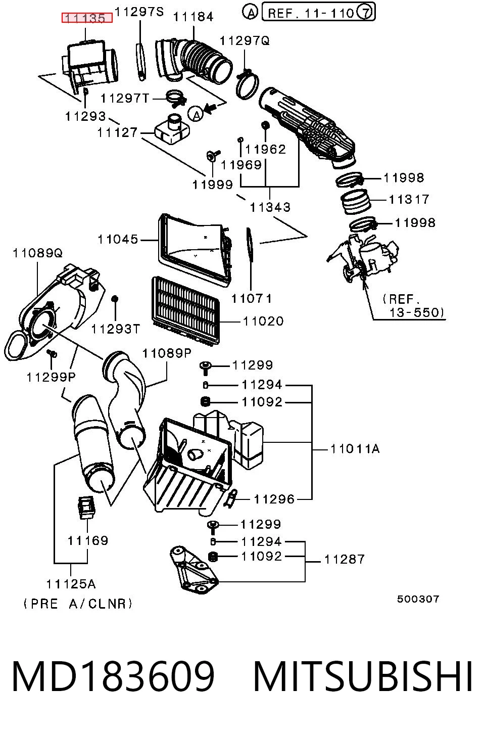 MD183609 Mitsubishi Датчик витрати повітря