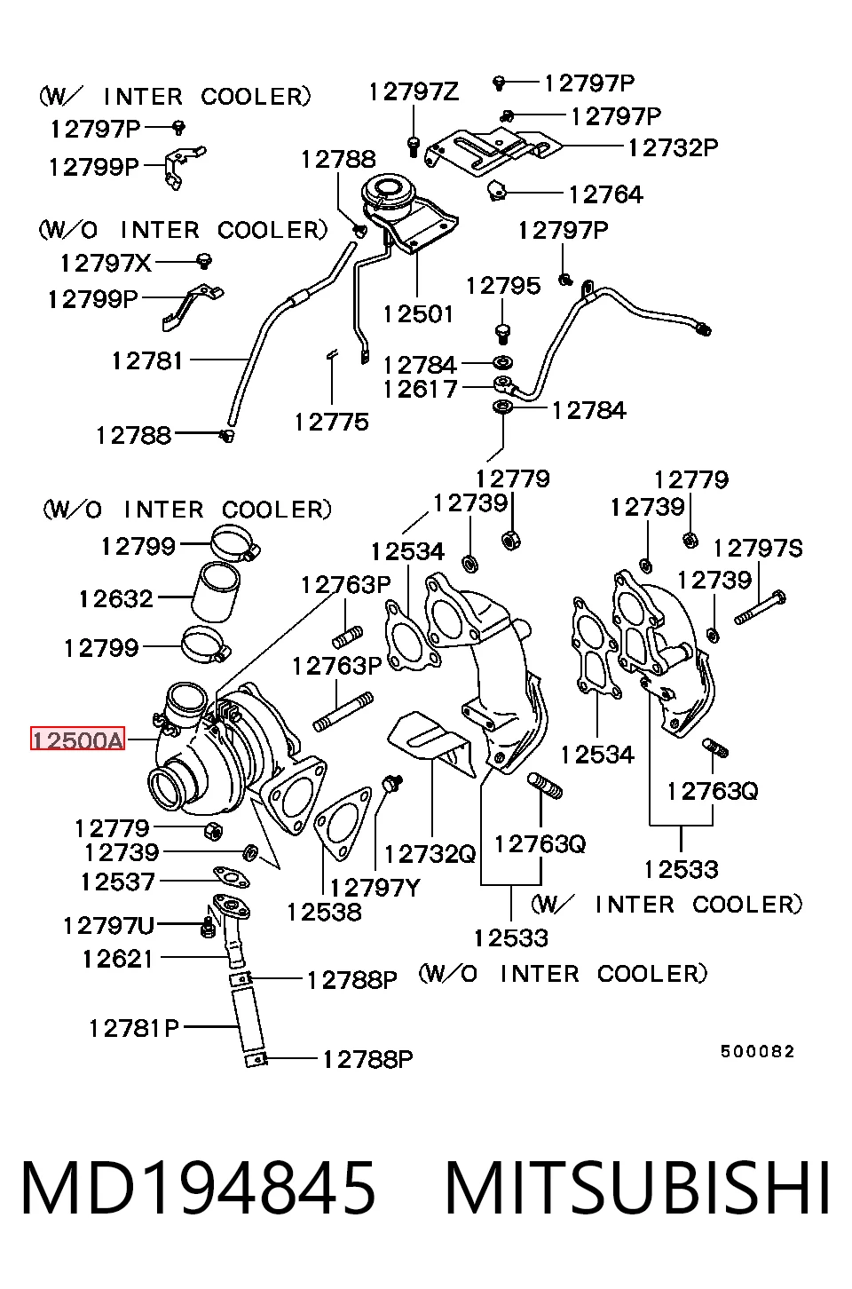 MD194845 Mitsubishi Турбонаддув