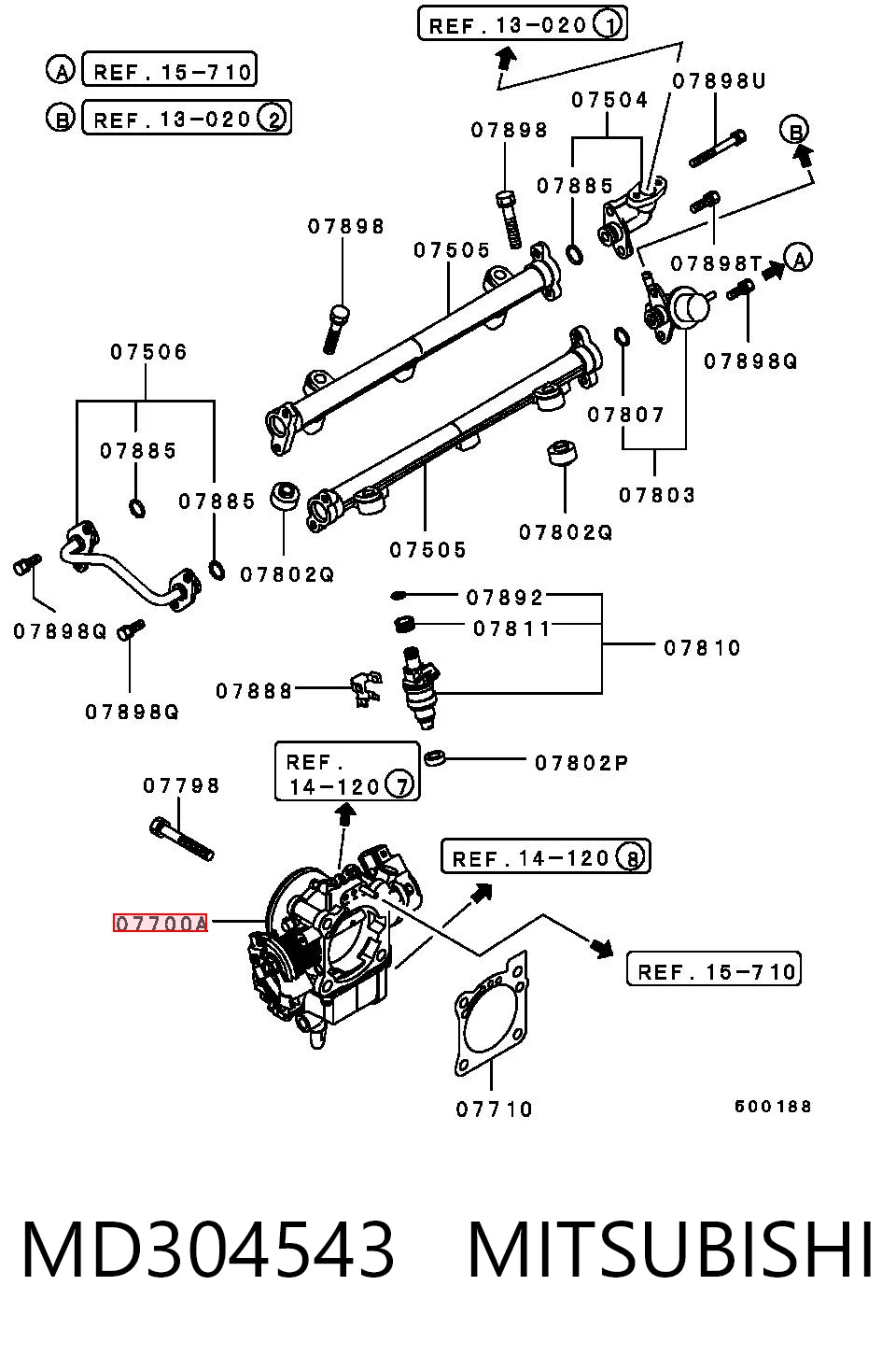 MD304543 Mitsubishi Дросільна заслінка в зборі