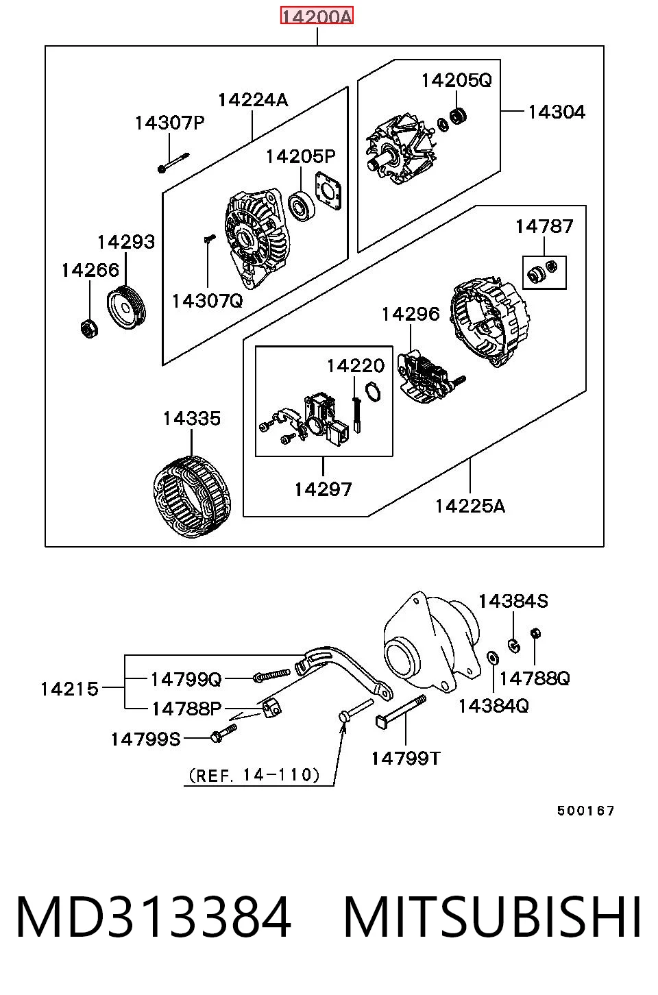 MD313384 Mitsubishi Авто генератор