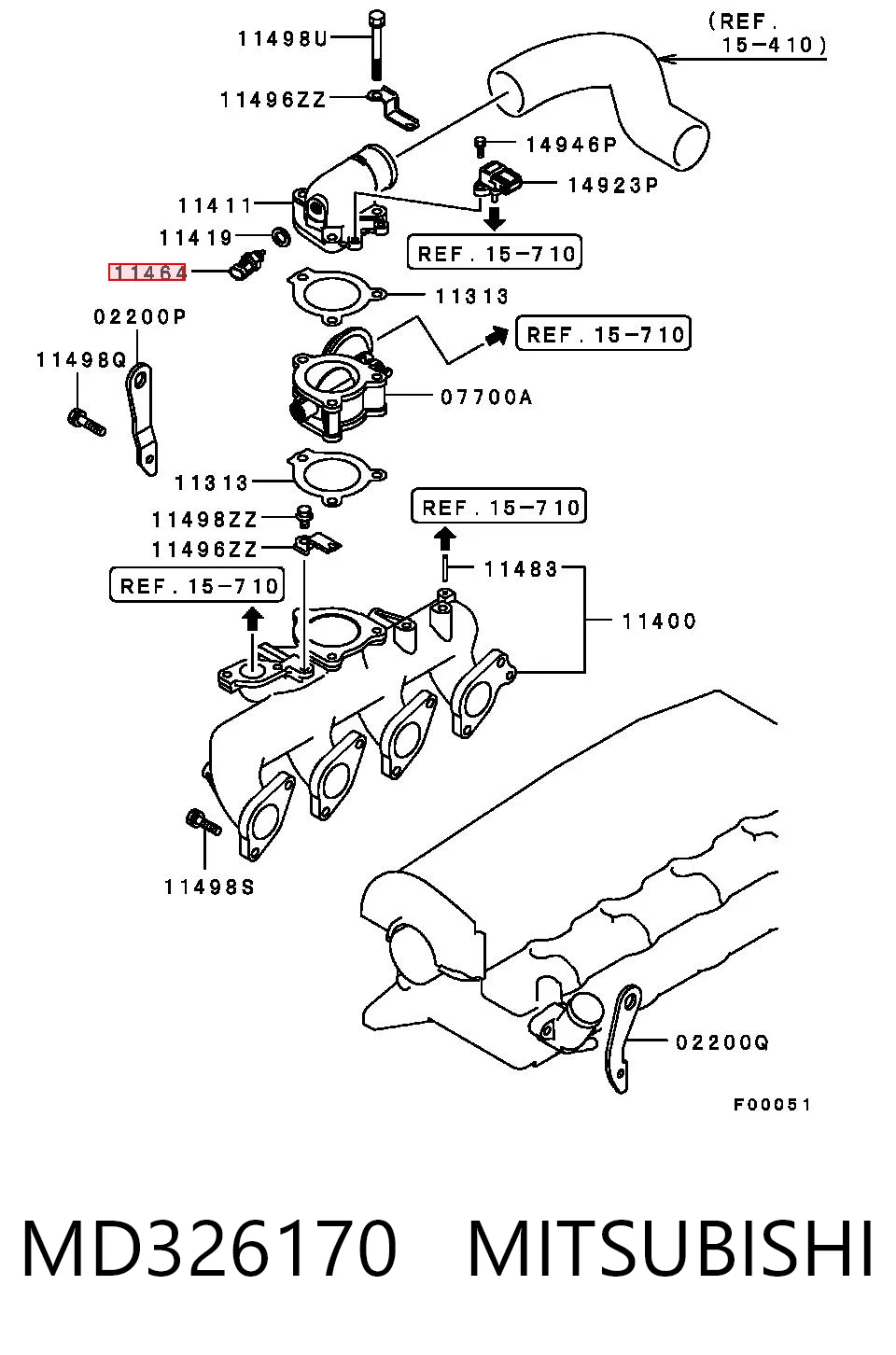 MD326170 Mitsubishi Датчик температури повітряної суміші