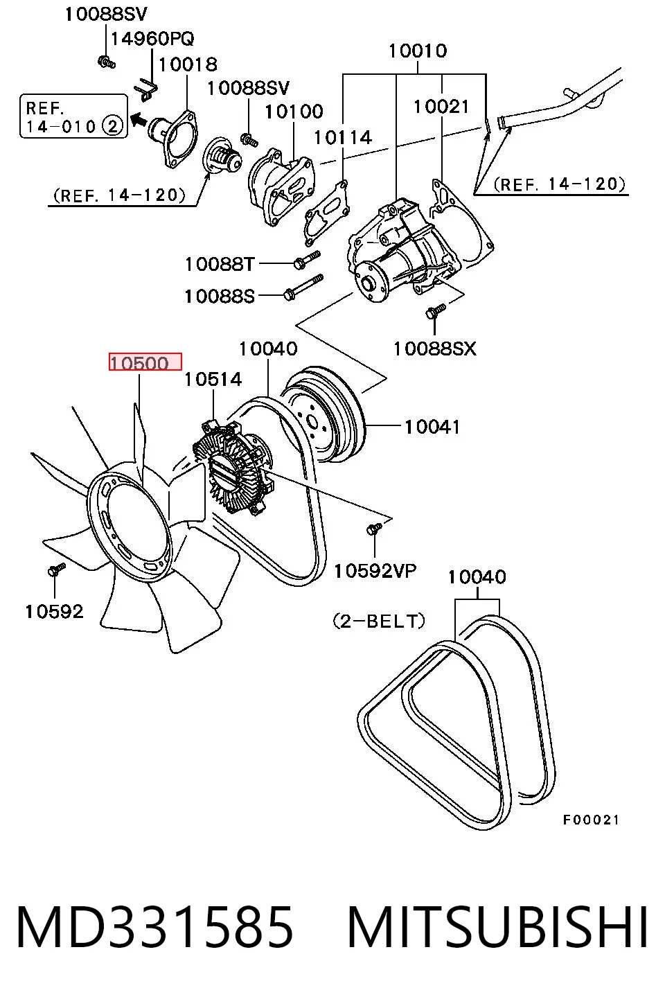 MD331585 Mitsubishi Вентилятор / крильчатка радіатора охолодження