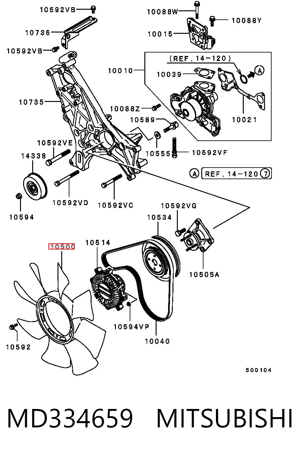 MD334659 Mitsubishi Вентилятор / крильчатка радіатора охолодження