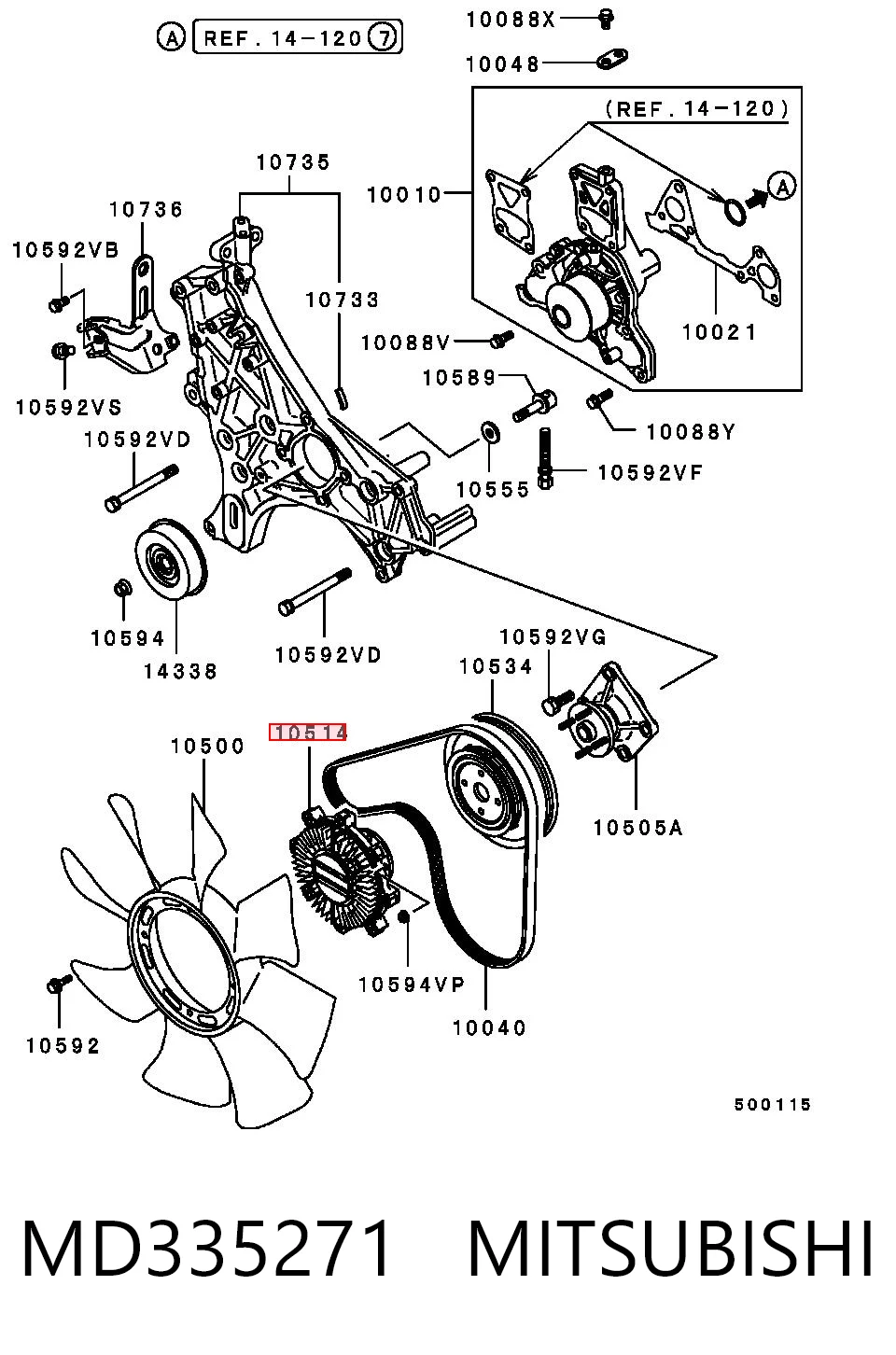 MD335271 Mitsubishi Гідромуфта приводу вентилятора