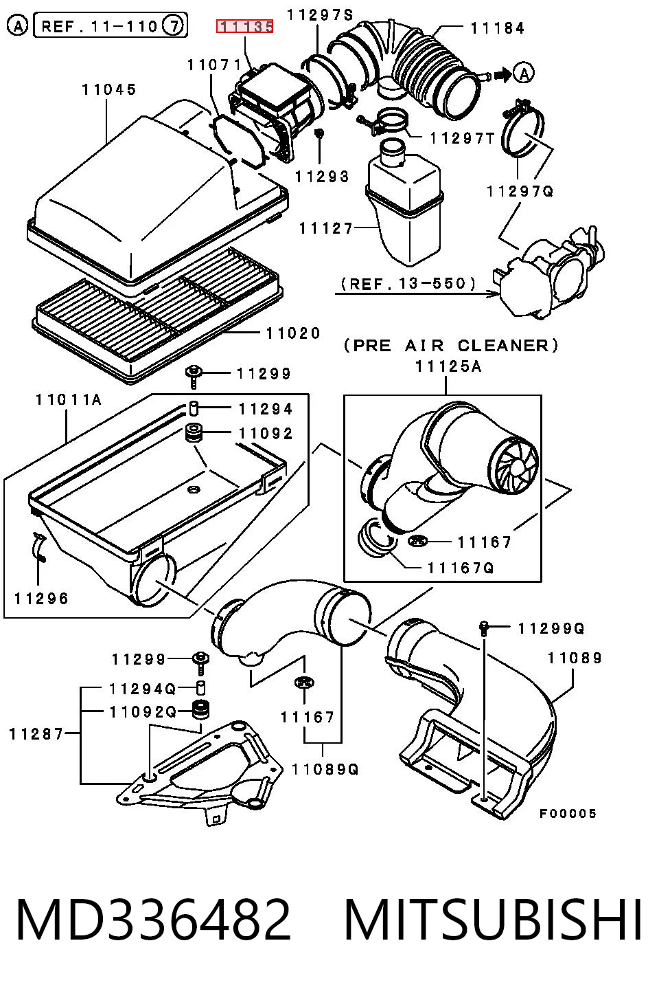 MD336482 Mitsubishi Датчик витрати повітря