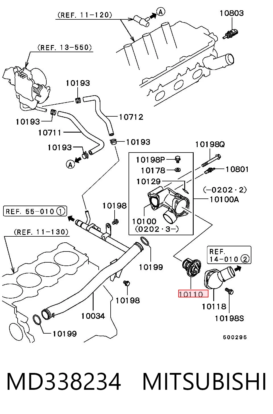 MD338234 Mitsubishi Авто термостат