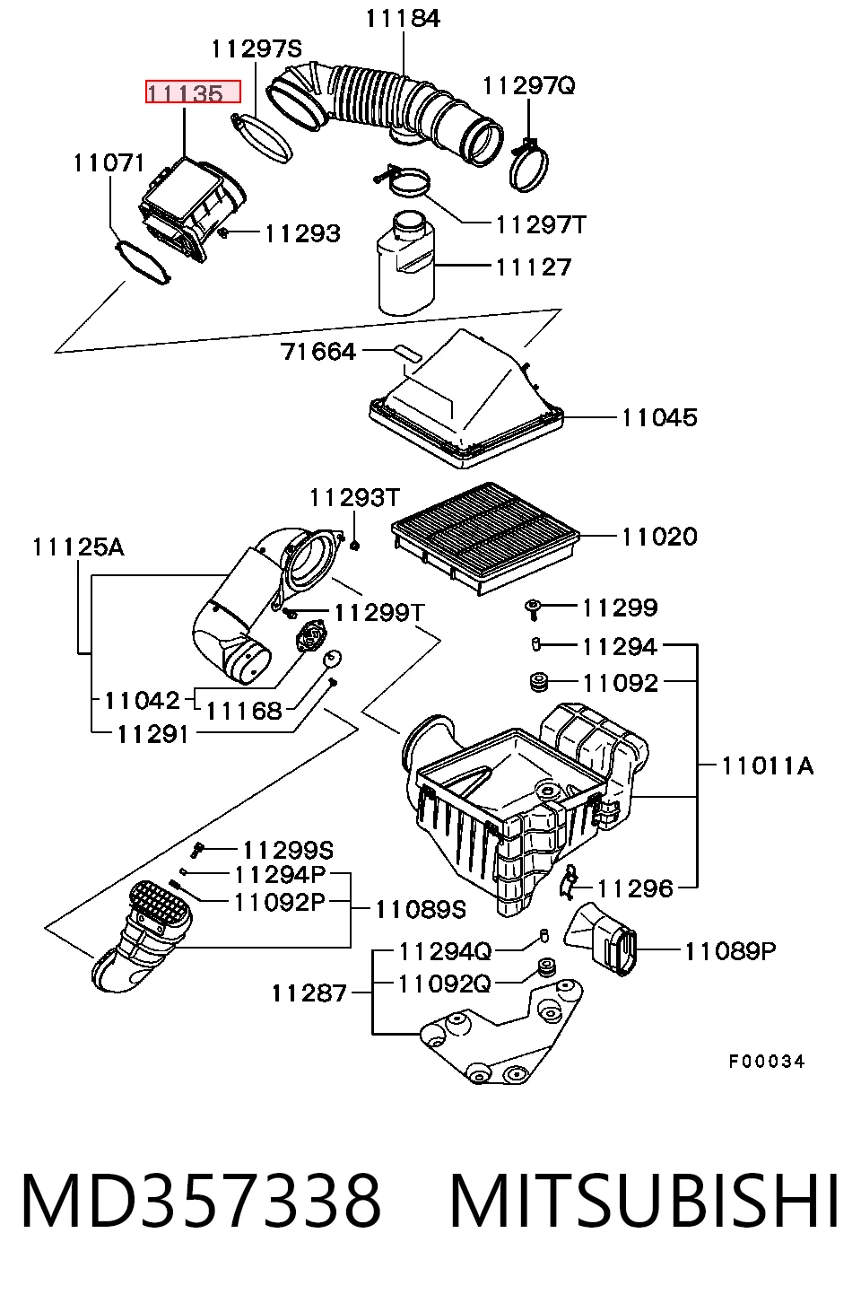 MD357338 Mitsubishi Датчик витрати повітря