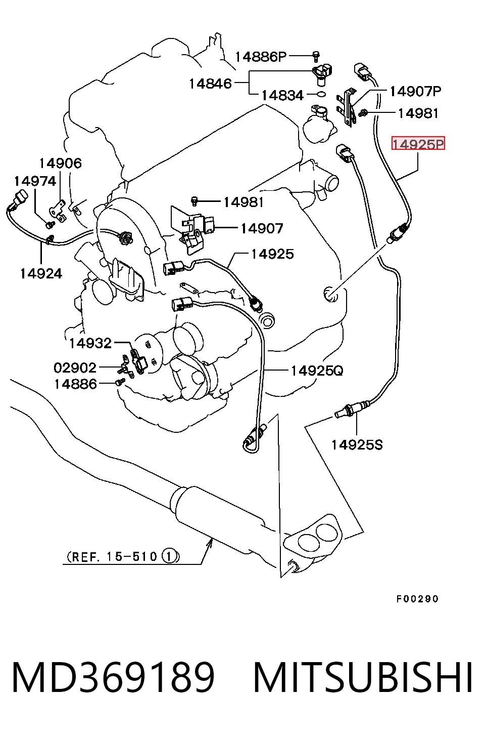 MD369189 Mitsubishi Лямбдазонд, датчик кисню до каталізатора, лівий